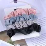 beige set of 4 satin hair tie